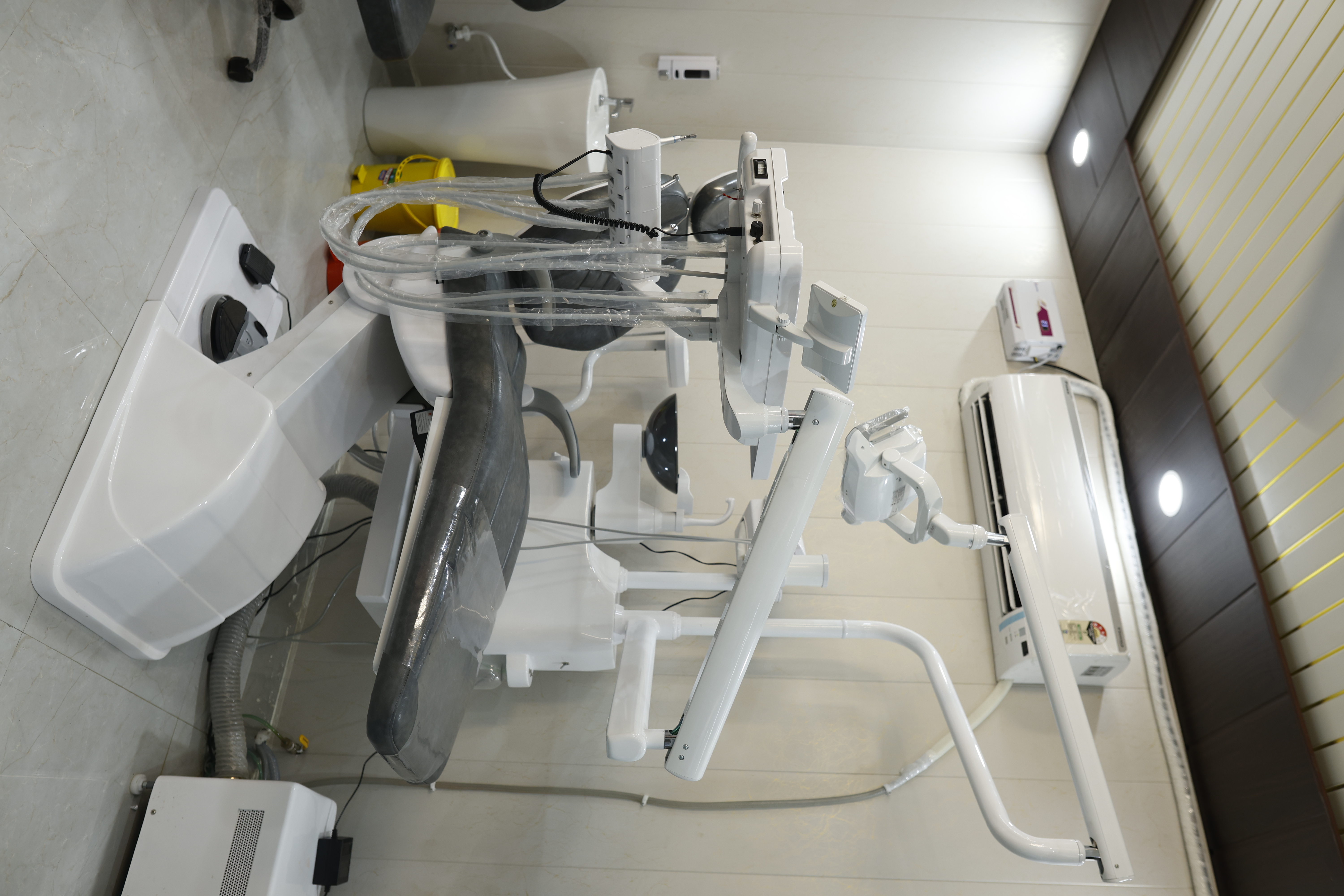 Modern dental clinic waiting area.