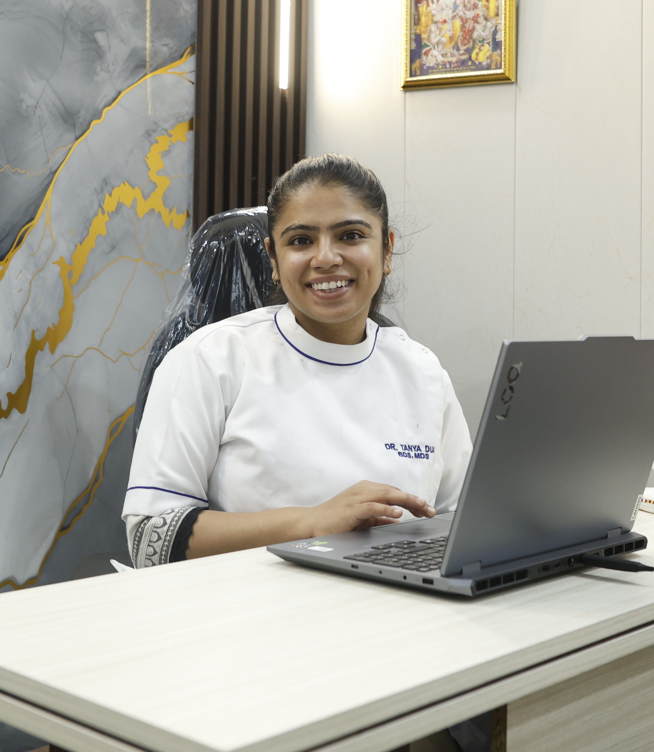 Dentist consulting with a patient.